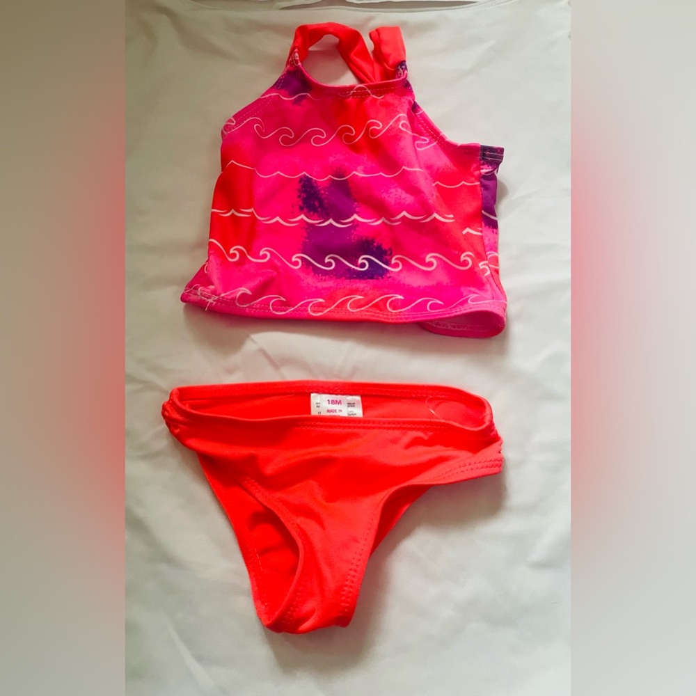 18 month baby girl 2 piece Swimsuit Pink Platinum